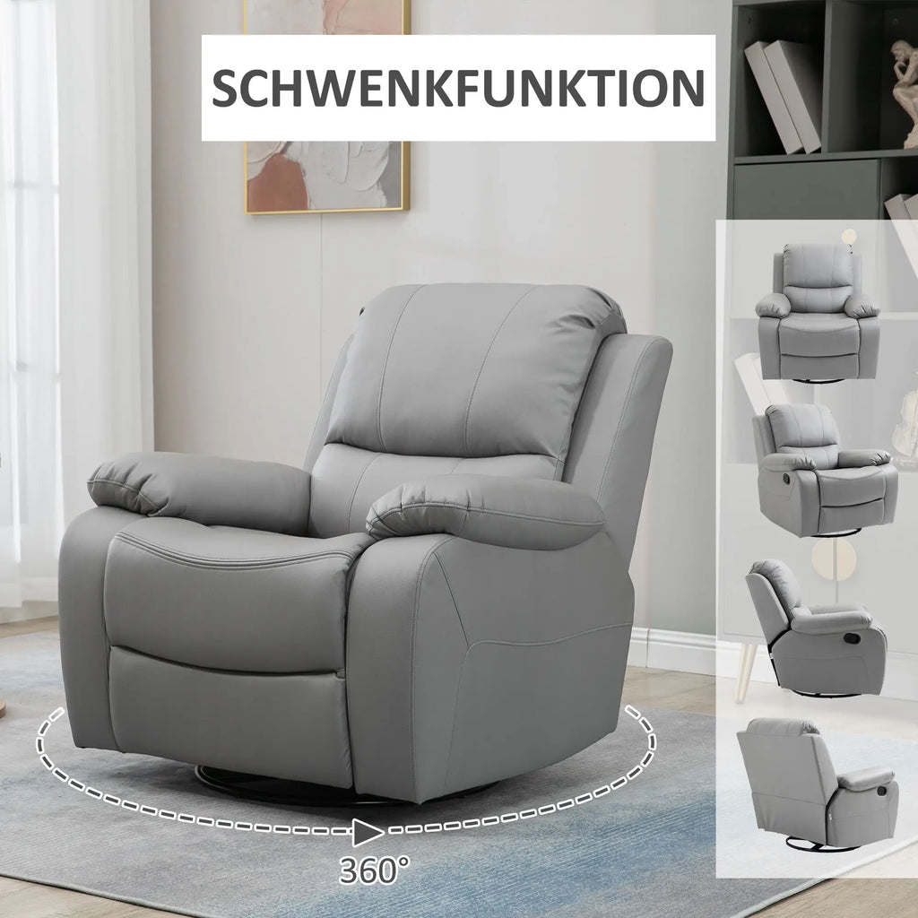 HOMCOM Relaxfauteuil tv-stoel verstelbaar draaibaar grijs