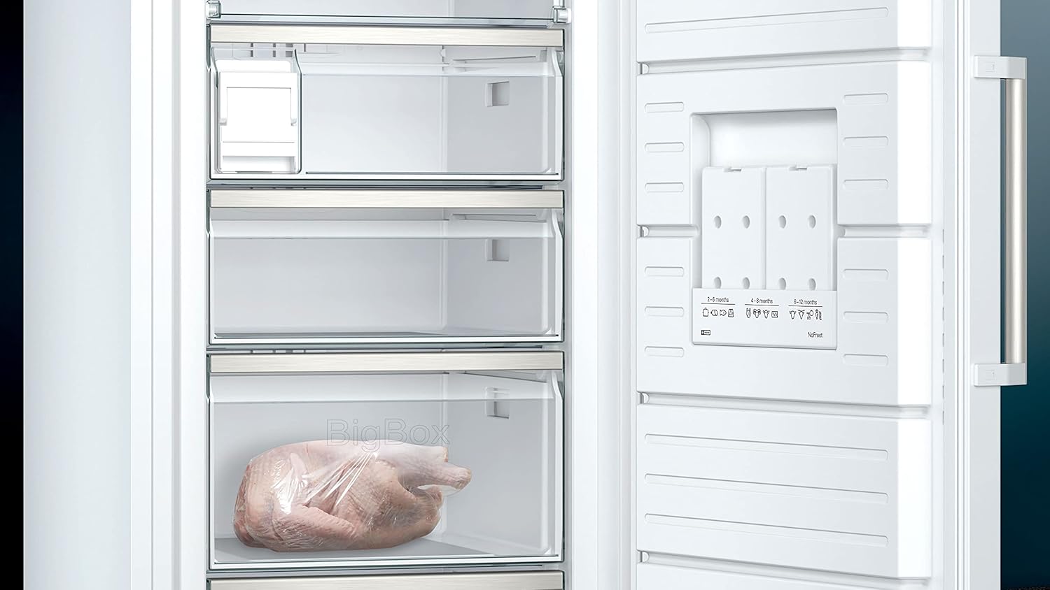 Siemens GS54NAWCV iQ500 vriezer, 176 x 70 cm, 327 L, noFrost nooit meer ontdooien, bigBox ruimte voor grote diepvriesproducten, varioZone flexibele glasplateaus en laden, wit
