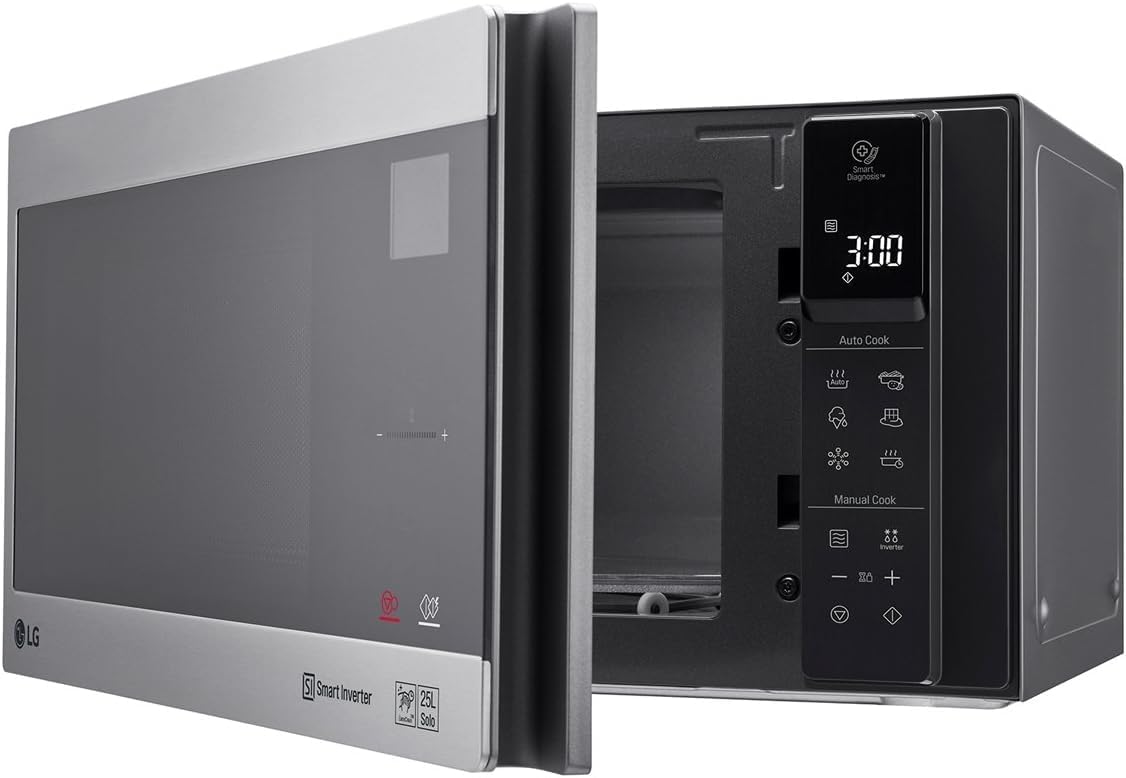 LG MS2595CIS magnetron met Smart Inverter-technologie, 25 liter inhoud, 1000 W, automatische programma's, instelbare vermogensniveaus en EasyClean-functie, zilver
