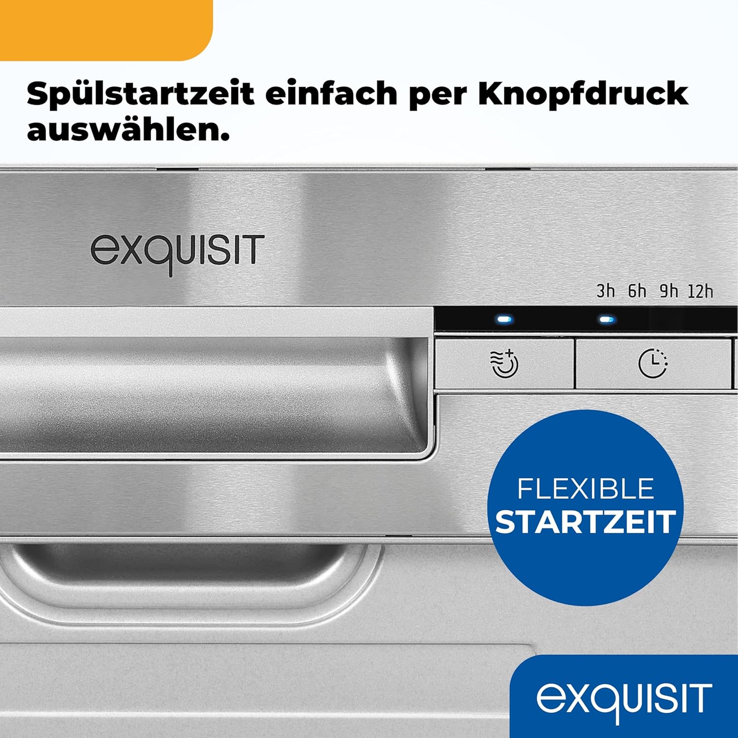 Exquisit Vaatwasser, 45 cm breedte, gedeeltelijk geïntegreerd, 9 couverts, 9 liter, startuitstel, ECO-modus, vaatwasser 45 cm, EGSP51009-EB-030E inox