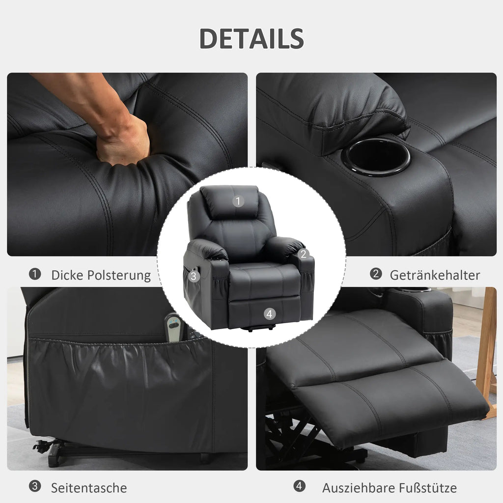 HOMCOM Sta-op stoel elektrisch Massage Ligfunctie