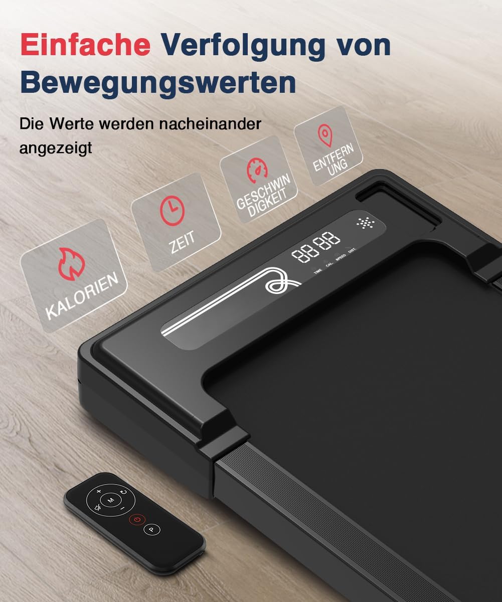 Redliro Walking Pad, Thuisloopband met Afstandsbediening en LED-Display, Compacte en Stille Loopband voor Thuis/Kantoor 1-6km/u