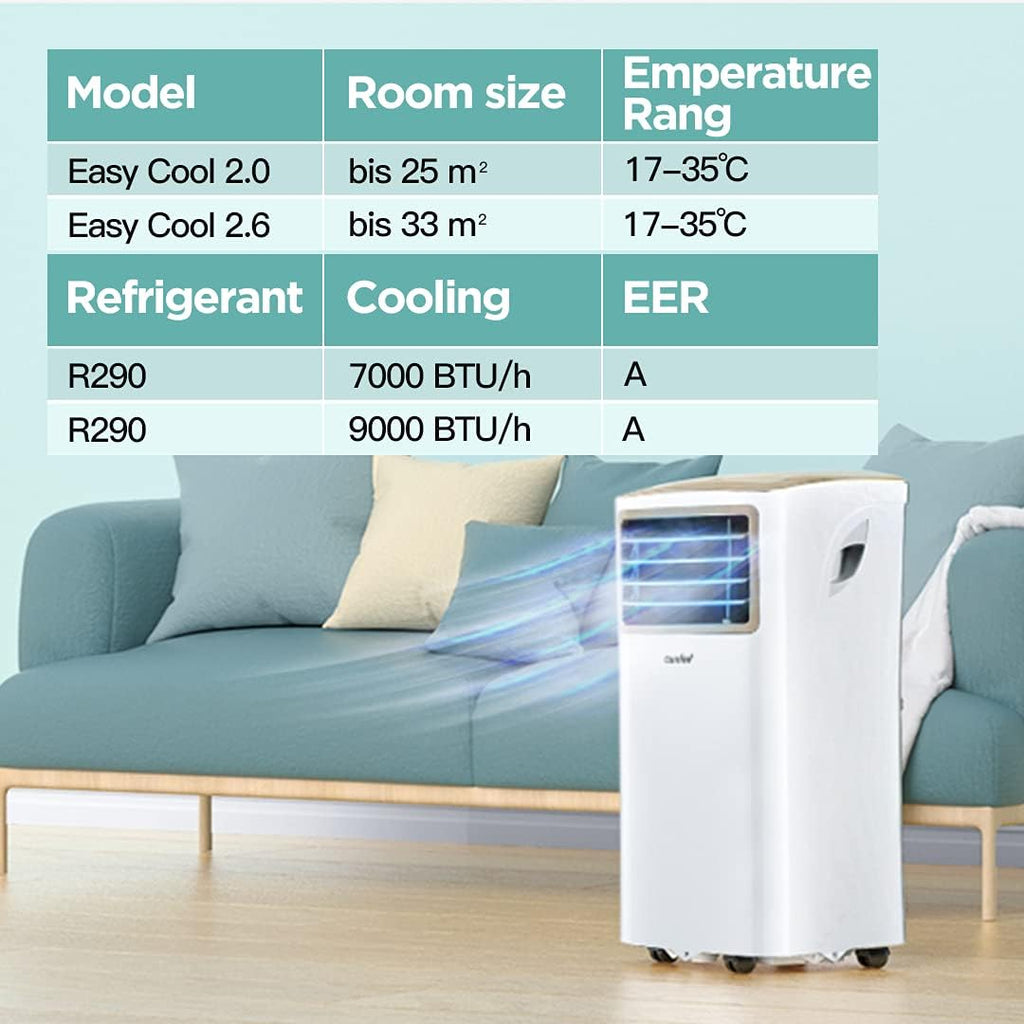 Comfee Mobiele Airco MPPH-09CRN7, 9000 BTU 2,6kW, Koelen&Ventileren&Ontvochtigen, Ruimtegrootte tot 88m³(33㎡), Mobiele Airconditioner met Afvoerslang