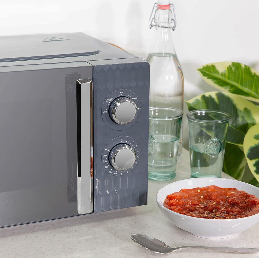 Russell Hobbs Honeycomb RHMM715G 17 liter 700 W grijs solo handmatige magnetron met 5 standen, geïntegreerde timer en ontdooifunctie