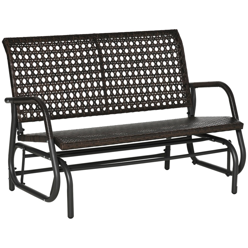 Outsunny Polyrattan Schommelbank 2-zits Bruin