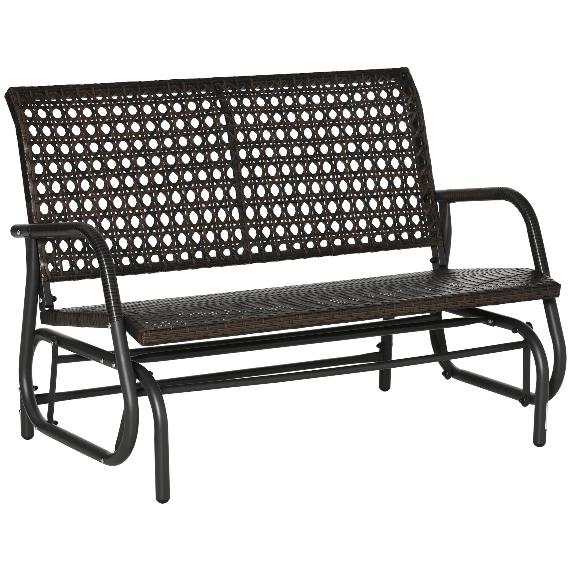 Outsunny Polyrattan Schommelbank 2-zits Bruin