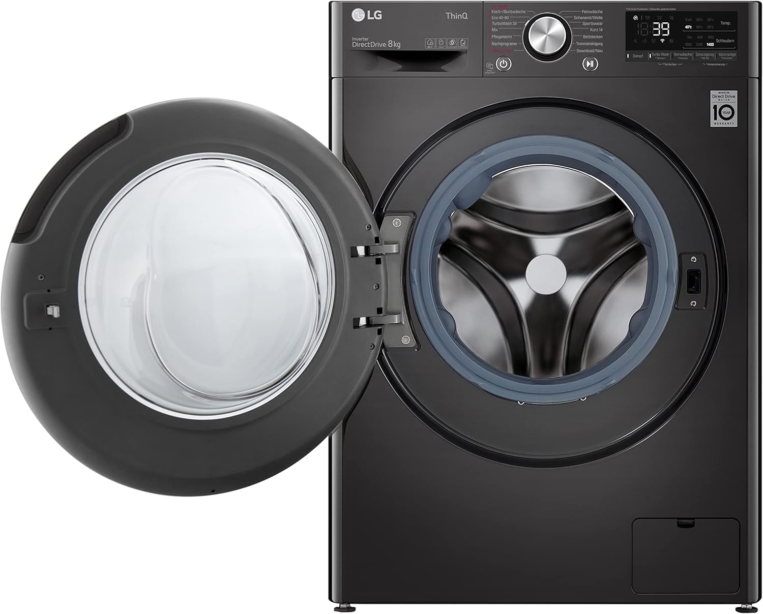 LG F4WV7080, Klasse A, Voorlader Wasmachine 8 kg, 1400 tpm, AI Direct Drive, Wi-Fi, Dieptereiniging met Stoom, Grote Capaciteit, TRIPLE A, Veiligheidsglas Buitendeur, 62 x 60 x 85 cm ꟷ Wit