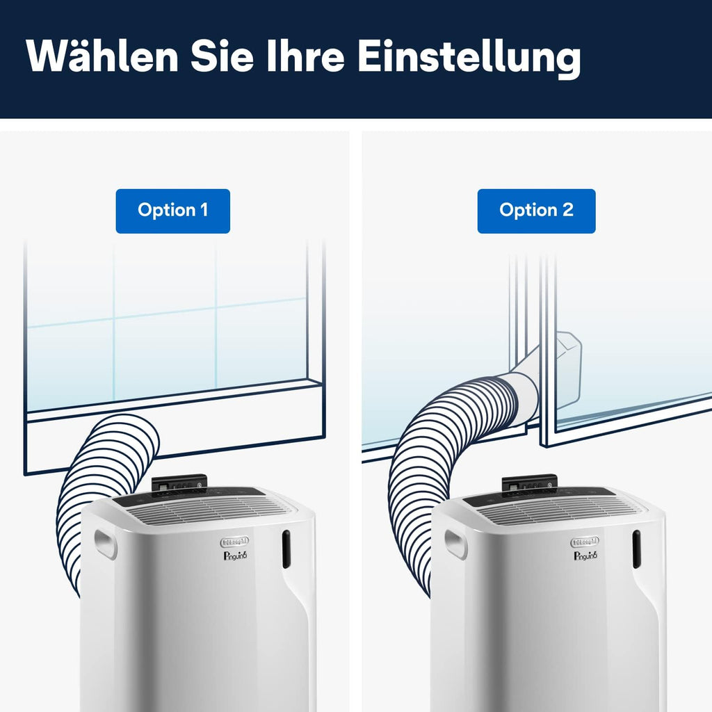 De'Longhi Pinguino PAC EM82, Mobiele airconditioner voor ruimtes tot 80 m, 9.400 BTU, 2,4 kW, 63 dB, Ontvochtigingsfunctie, Energieklasse A, 24-uurs timer, Wit