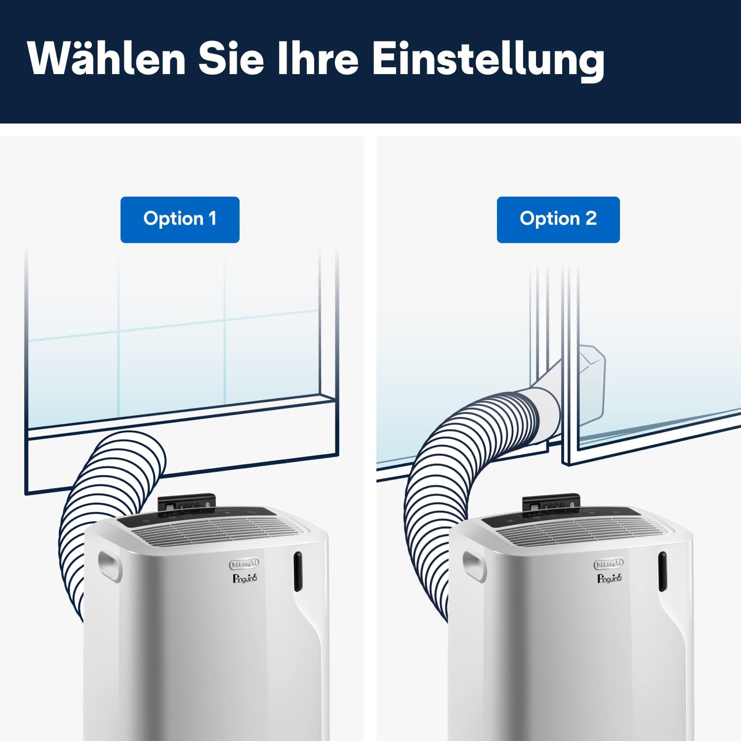 De'Longhi Pinguino PAC EM82, Mobiele airconditioner voor ruimtes tot 80 m, 9.400 BTU, 2,4 kW, 63 dB, Ontvochtigingsfunctie, Energieklasse A, 24-uurs timer, Wit