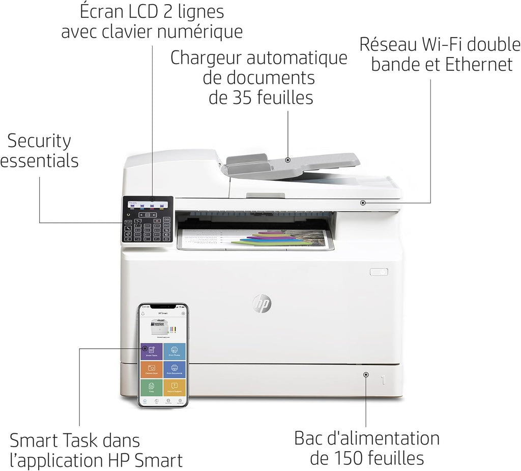HP Color LaserJet Pro MFP 3302fdwg multifunctionele kleurenlaserprinter, fax, automatisch dubbelzijdig afdrukken, touchscreen, wifi, ethernet, USB, HP Wolf Pro Security