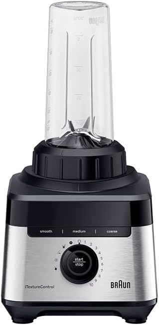 Braun PowerBlend 9 JB9040 Krachtige Blender – Blender met Tritan kan, 18 mixprogramma's, 10 snelheden + pulsfunctie, hete soepfunctie, reinigingsprogramma, uitschenktuit, 1600 W, Zwart