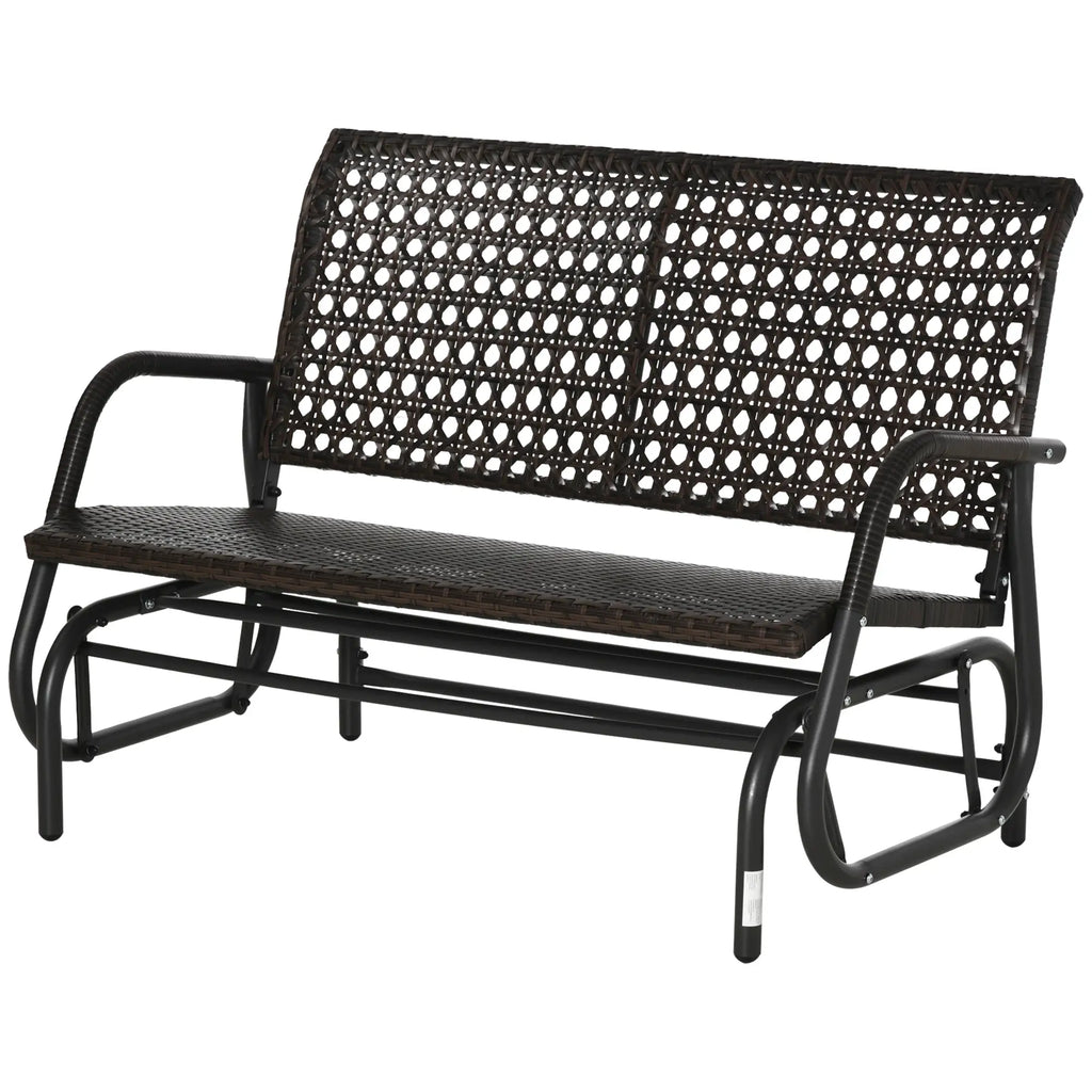 Outsunny Polyrattan Schommelbank 2-zits Bruin