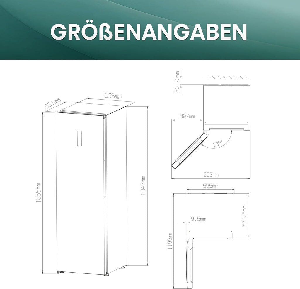 Hisense FV191N4AW2 Vriezer/ TotalNoFrost/ SuperFreeze/ Deuralarm/ Multiflow 360°/ BigBox/ 143,4 cm/ Vriesgedeelte 147 l/ 41 dB/ 205 kWh/Wit