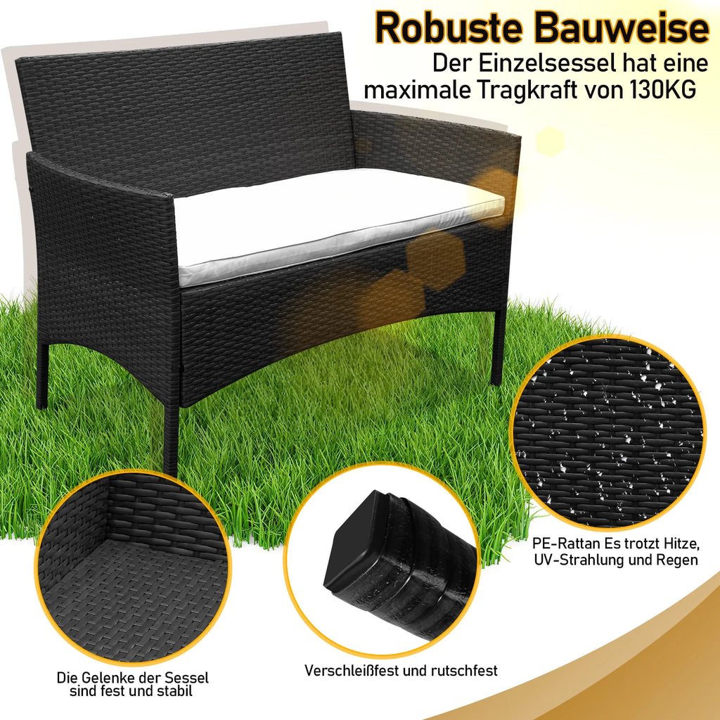 Sonnewelt Polyrattan Loungeset Tuinmeubelset