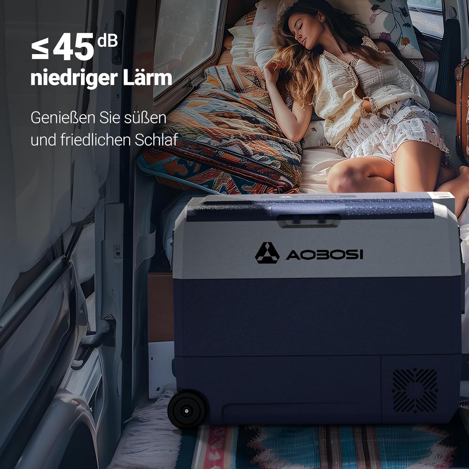 AAOBOSI Compressor Koelbox 36 L, Koelbox Auto met Wifi App Besturing, 12/24 V en 100-240 V Elektrische Koelbox, tot -20 °C voor Auto, Vrachtwagen, Boot, Camper, Camping, Dubbele Zone