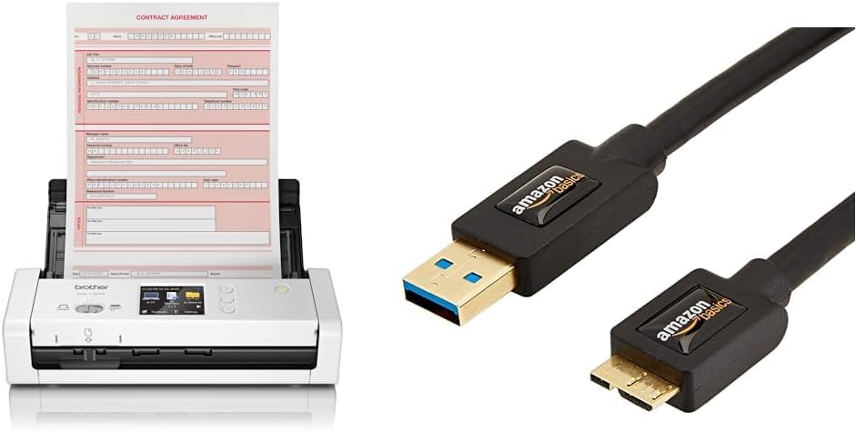Brother ADS-1700W Compacte en intelligente documentscanner | Automatische documentinvoer | Automatisch scannen | Wi-Fi/Wi-Fi Direct, wit/zwart