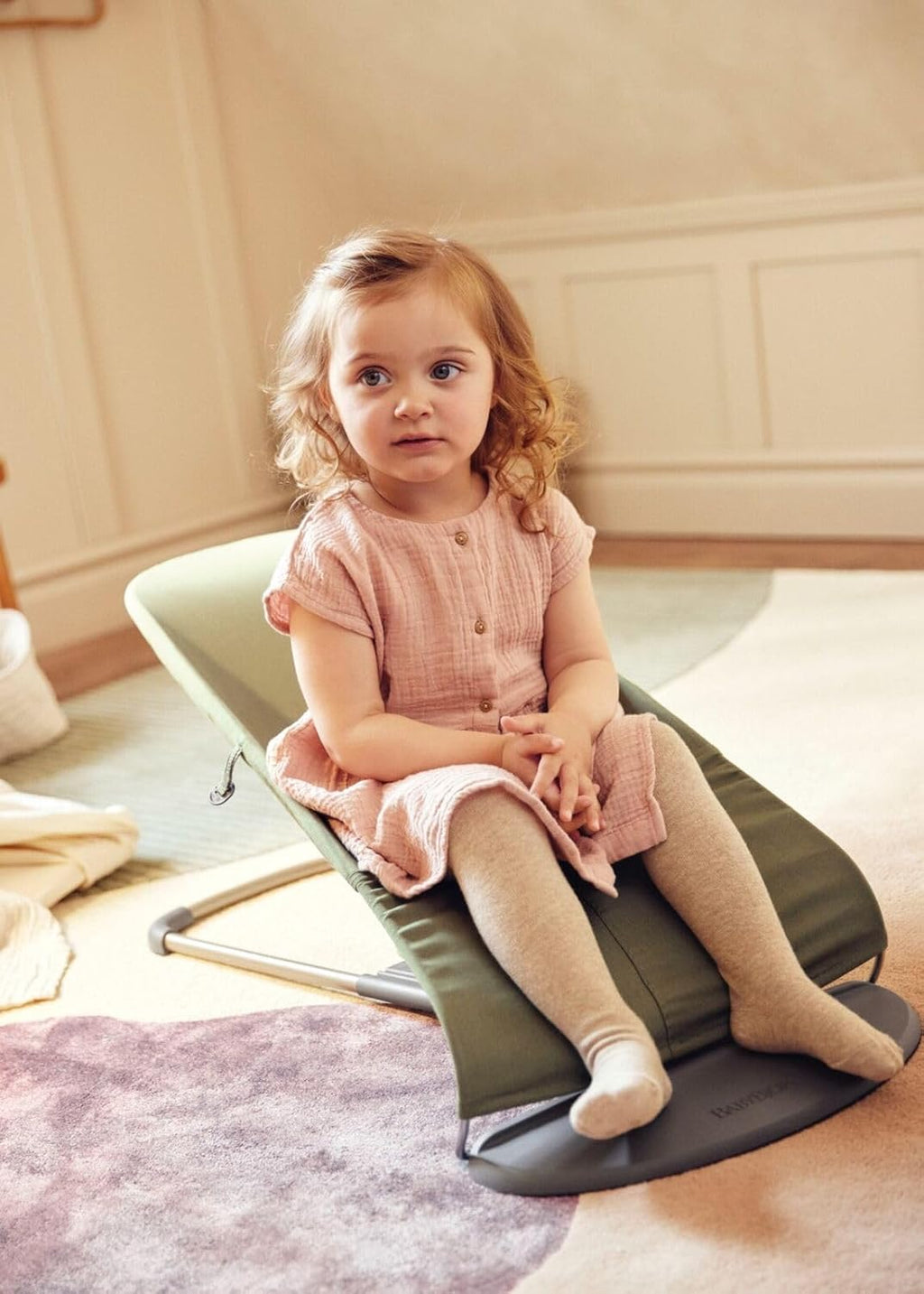 BabyBjörn Babywippe Bliss, geweven, blossom-quilting, zandgrijs