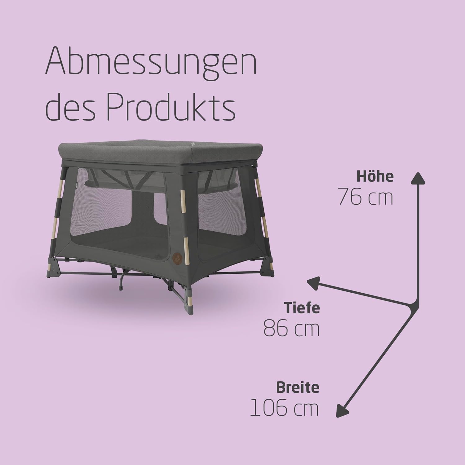 Maxi-Cosi Swift 3-in-1 reiswieg baby, wieg, 0-3,5 jaar, tot 15 kg, in hoogte verstelbare reiswieg, 2-in-1 matras, ultralicht, in 1 seconde inklapbaar, reistas, Eco Care, Beyond Grey