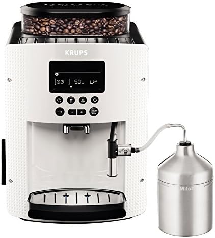 Krups Essential volautomatische espressomachine met melkslang, 2-kopsfunctie, LCD-display, eenvoudige reiniging, koffiezetapparaat, TÜV-keurmerk, zwart, EA816031