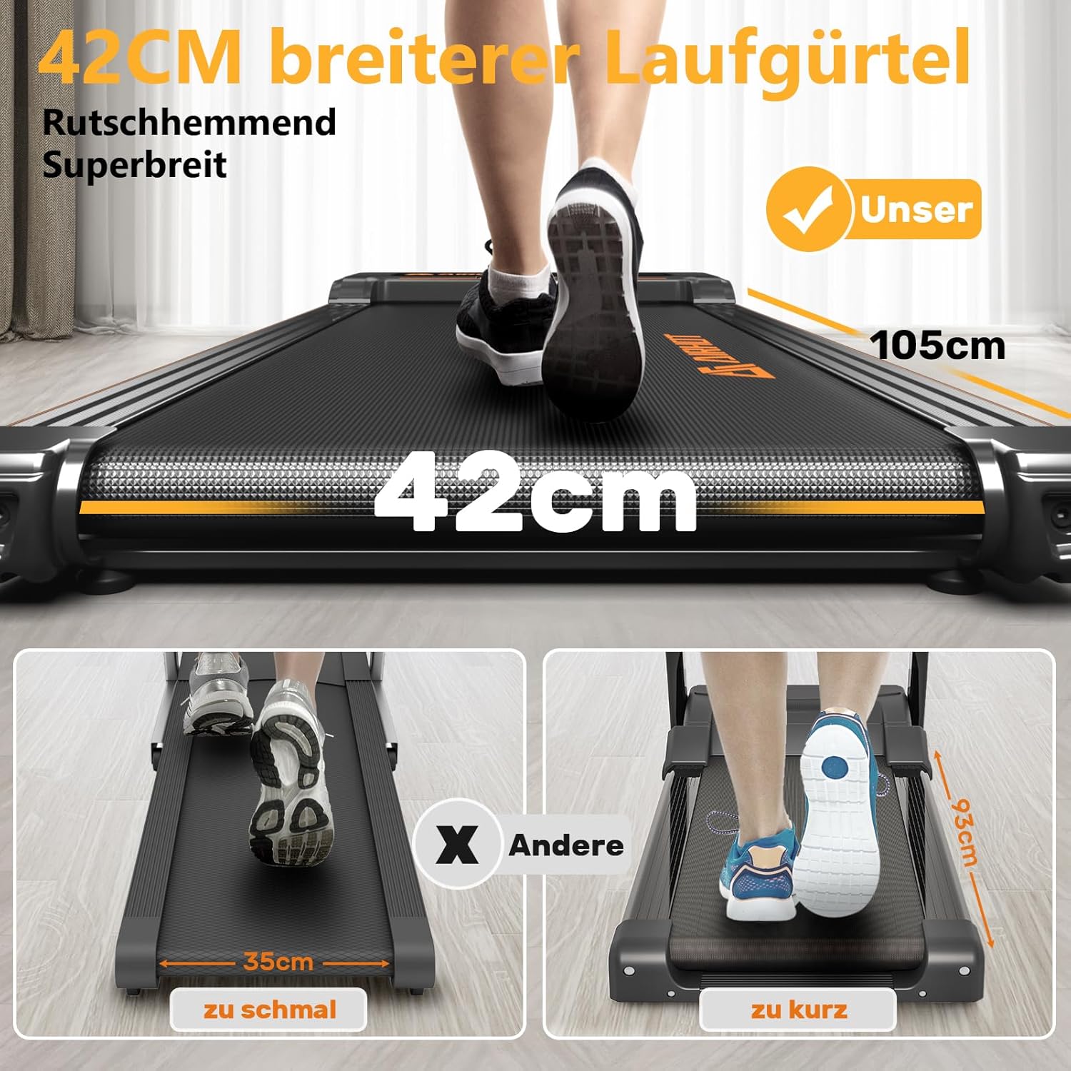 Loopband voor thuis-AIRHOT, 2,5 pk Walking Pad, loopband onder bureau met afstandsbediening en LED-display, maximale snelheid van 6 km/u OF 12 km/u. Compacte loopband voor thuis of op kantoor