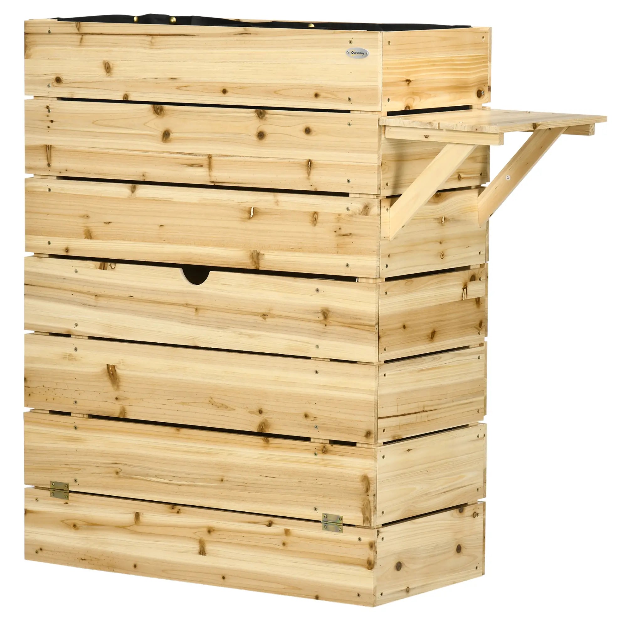 Outsunny Verhoogde plantenbak met legplank van massief hout