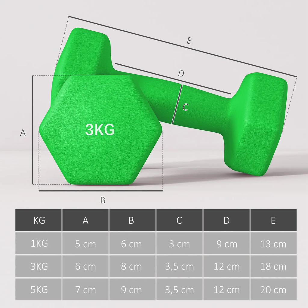 SPORTNOW Halterset 6-delig met halterrek – 1 kg tot 5 kg
