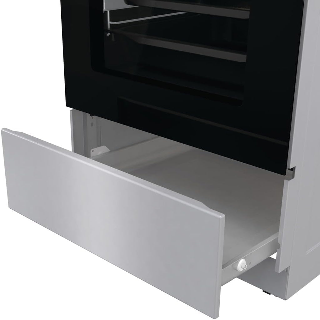 Gorenje GEIT5C61SPG vrijstaand fornuis met inductiekookplaat, 50 cm, 70 liter, zilver, PerfectGrill, AirFry, FrozenBake, Pizza Mode 300°C, AquaClean, Made in Europe, RVS