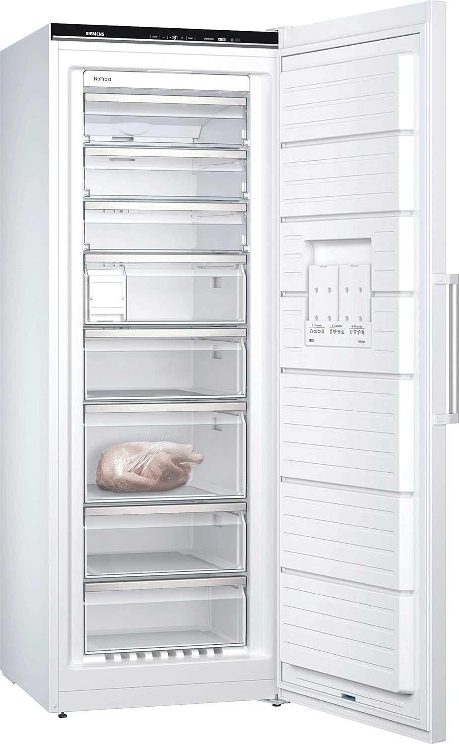Siemens GS54NAWCV iQ500 vriezer, 176 x 70 cm, 327 L, noFrost nooit meer ontdooien, bigBox ruimte voor grote diepvriesproducten, varioZone flexibele glasplateaus en laden, wit