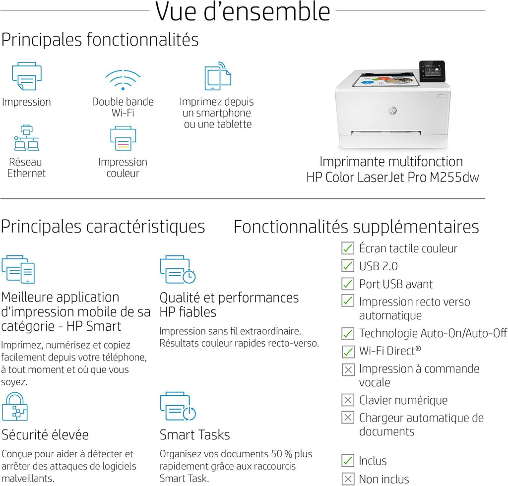 HP Color LaserJet Pro MFP 3302fdwg multifunctionele kleurenlaserprinter, fax, automatisch dubbelzijdig afdrukken, touchscreen, wifi, ethernet, USB, HP Wolf Pro Security