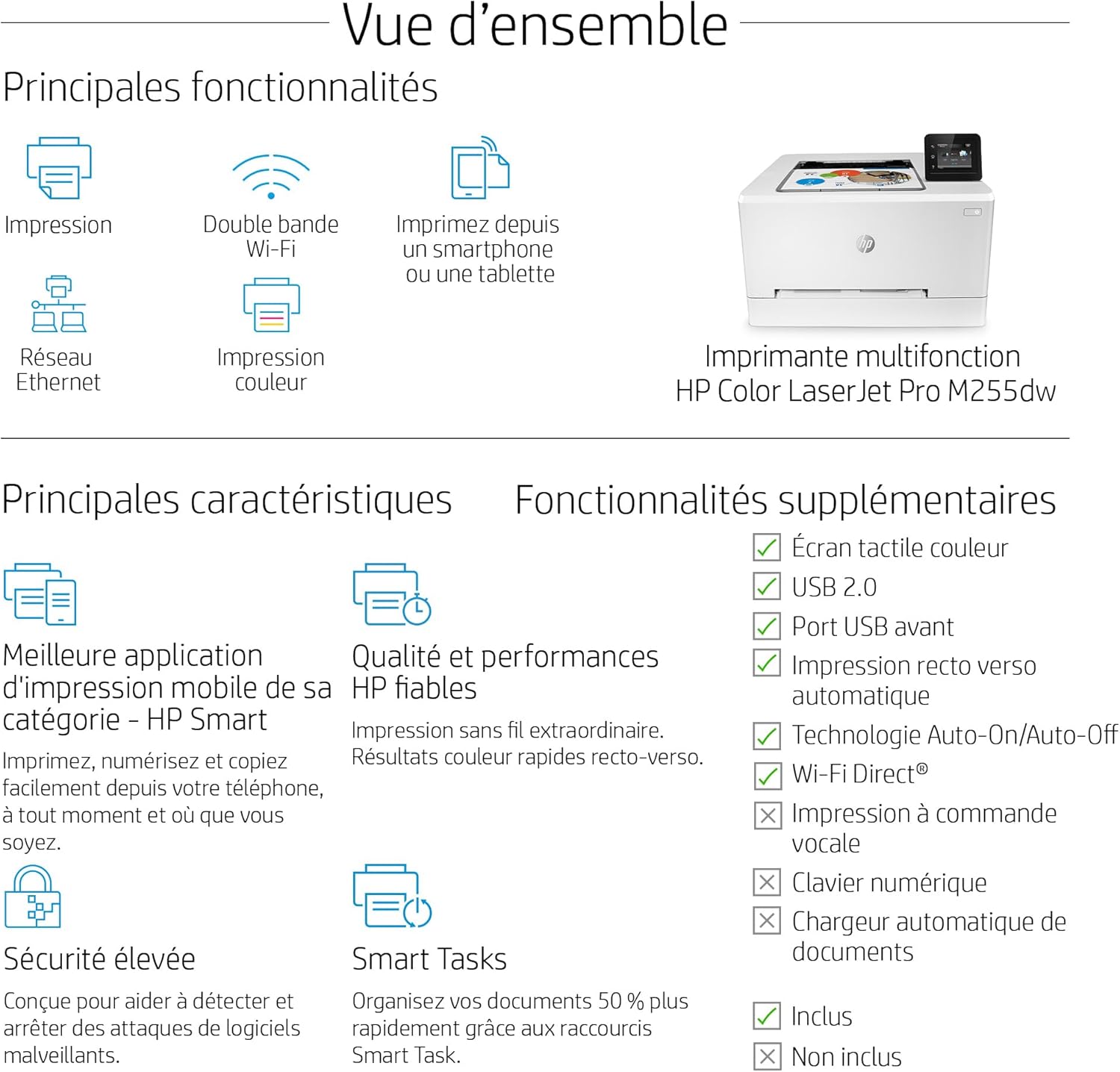 HP Color LaserJet Pro MFP 3302fdwg multifunctionele kleurenlaserprinter, fax, automatisch dubbelzijdig afdrukken, touchscreen, wifi, ethernet, USB, HP Wolf Pro Security