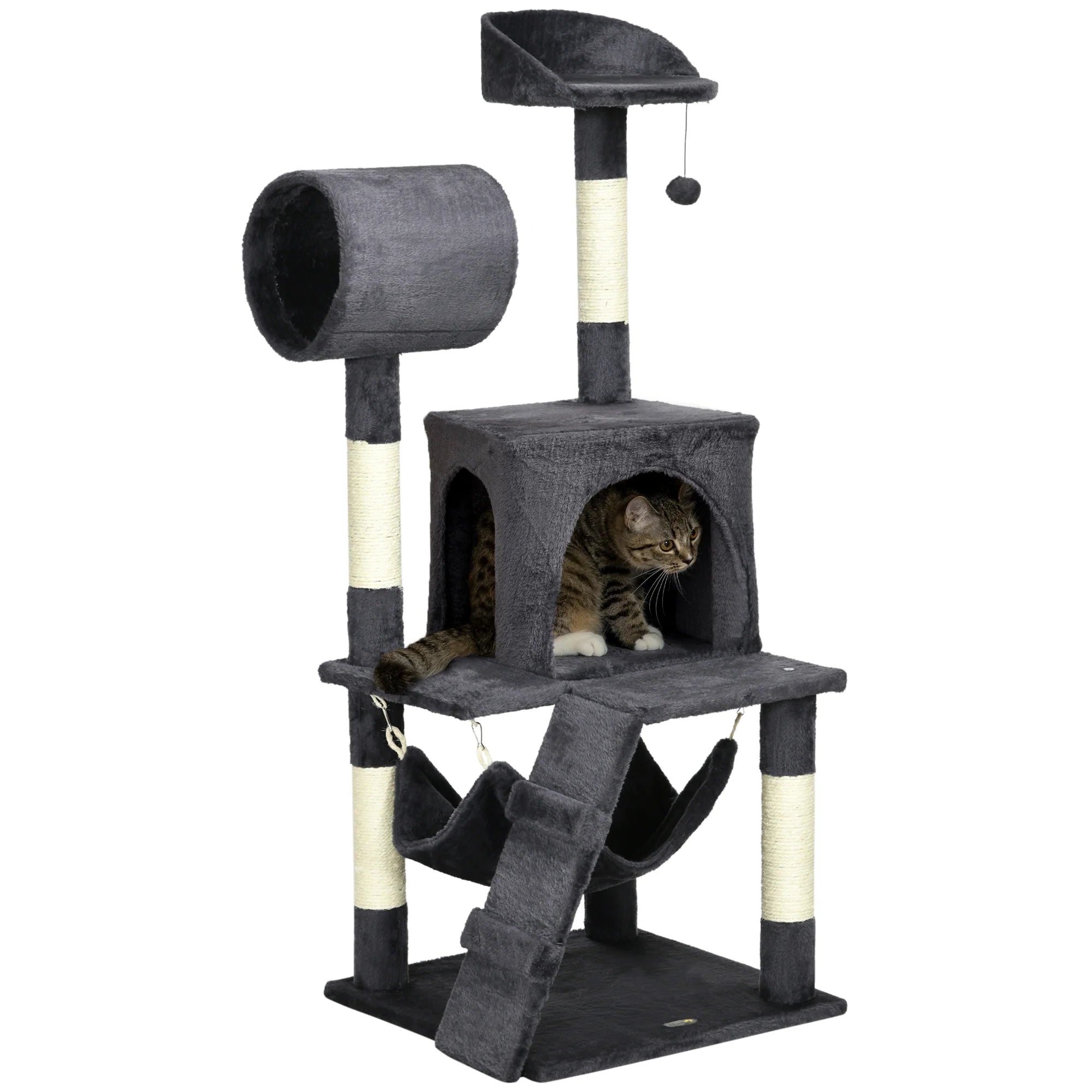 PawHut Krabpaal Kattenmeubels met Kattenhuis Hangmat Speelgoed