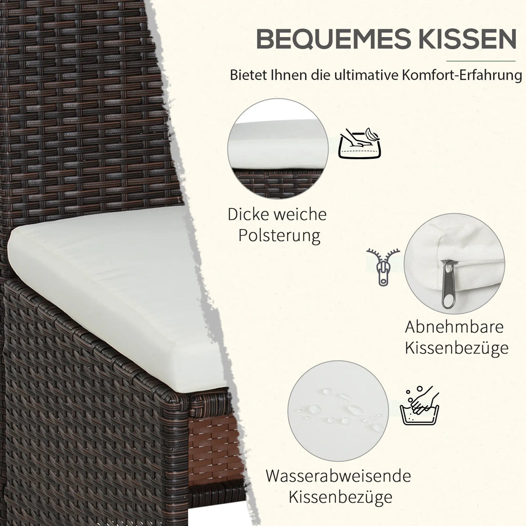 Outsunny Polyrattan Tuinmeubelset 5-delig. weerbestendig UV-bestendig