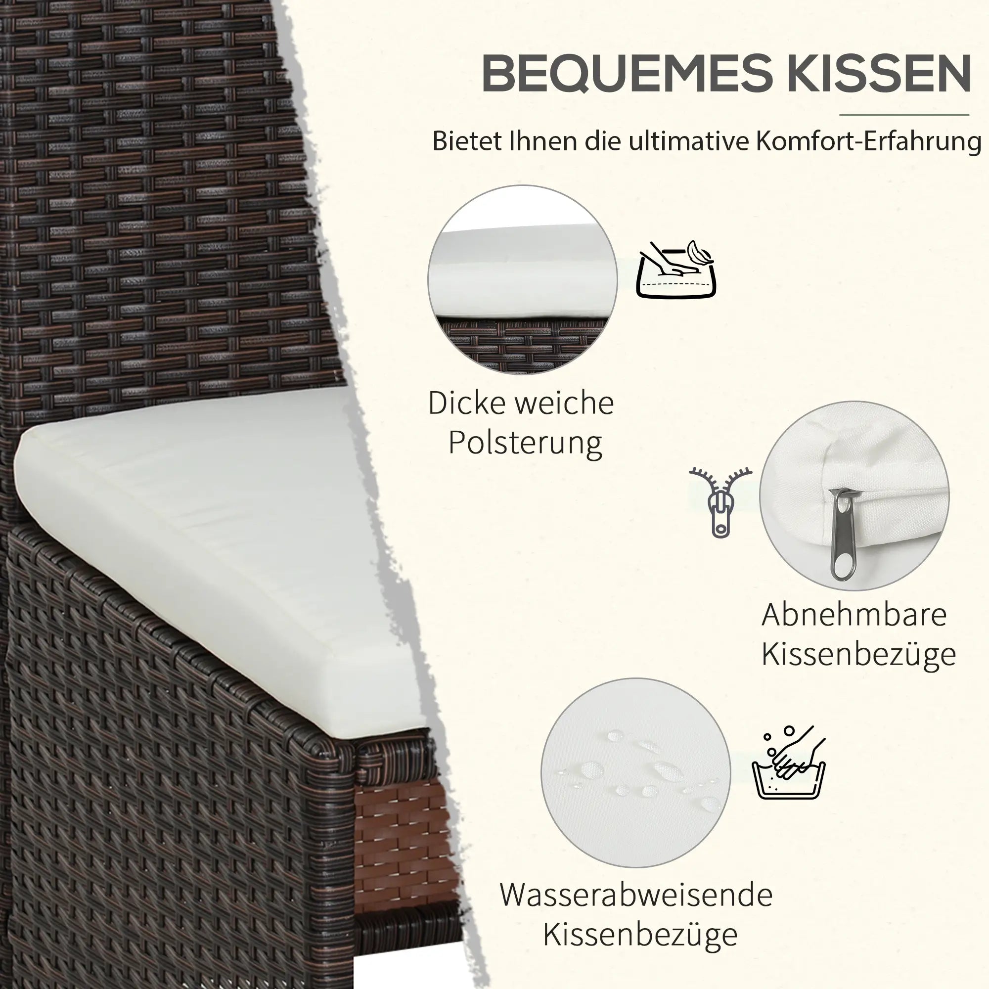 Outsunny Polyrattan Tuinmeubelset 5-delig. weerbestendig UV-bestendig