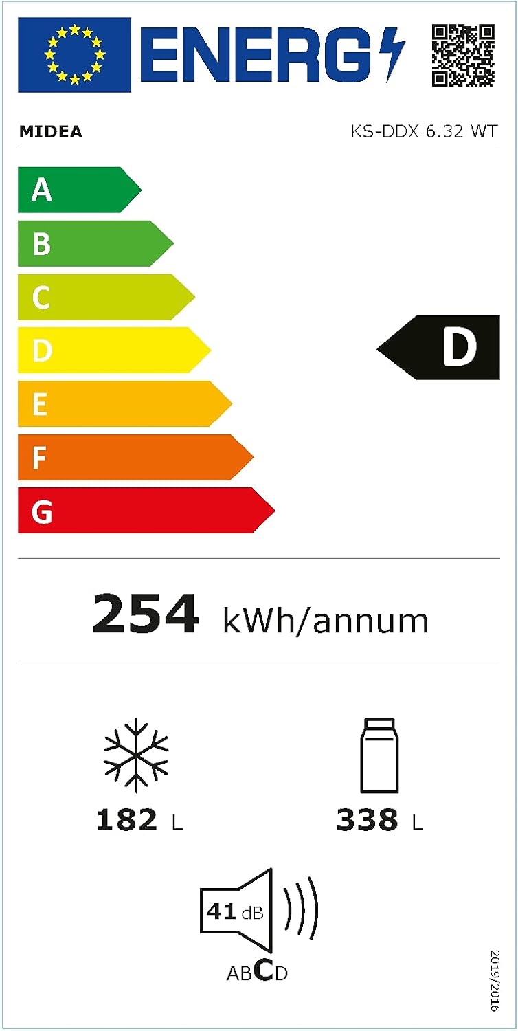 Midea KS-DDX 6.32 WT Amerikaanse koelkast/178,8 cm hoogte/254 kWh/jaar/No Frost/Dual Inverter Compressor/met 3-in-1 water-/ijsdispenser en watertank, Dark Inox