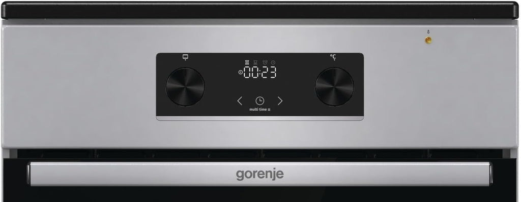 Gorenje GEIT5C61SPG vrijstaand fornuis met inductiekookplaat, 50 cm, 70 liter, zilver, PerfectGrill, AirFry, FrozenBake, Pizza Mode 300°C, AquaClean, Made in Europe, RVS