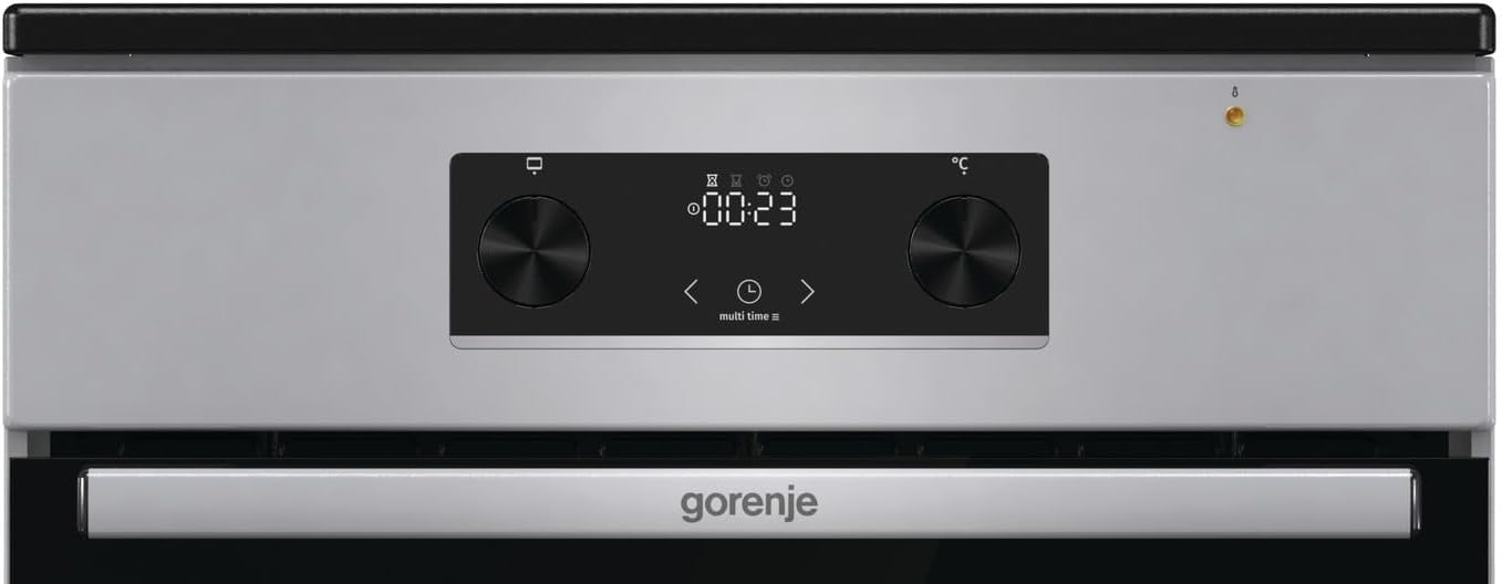 Gorenje GEIT5C61SPG vrijstaand fornuis met inductiekookplaat, 50 cm, 70 liter, zilver, PerfectGrill, AirFry, FrozenBake, Pizza Mode 300°C, AquaClean, Made in Europe, RVS