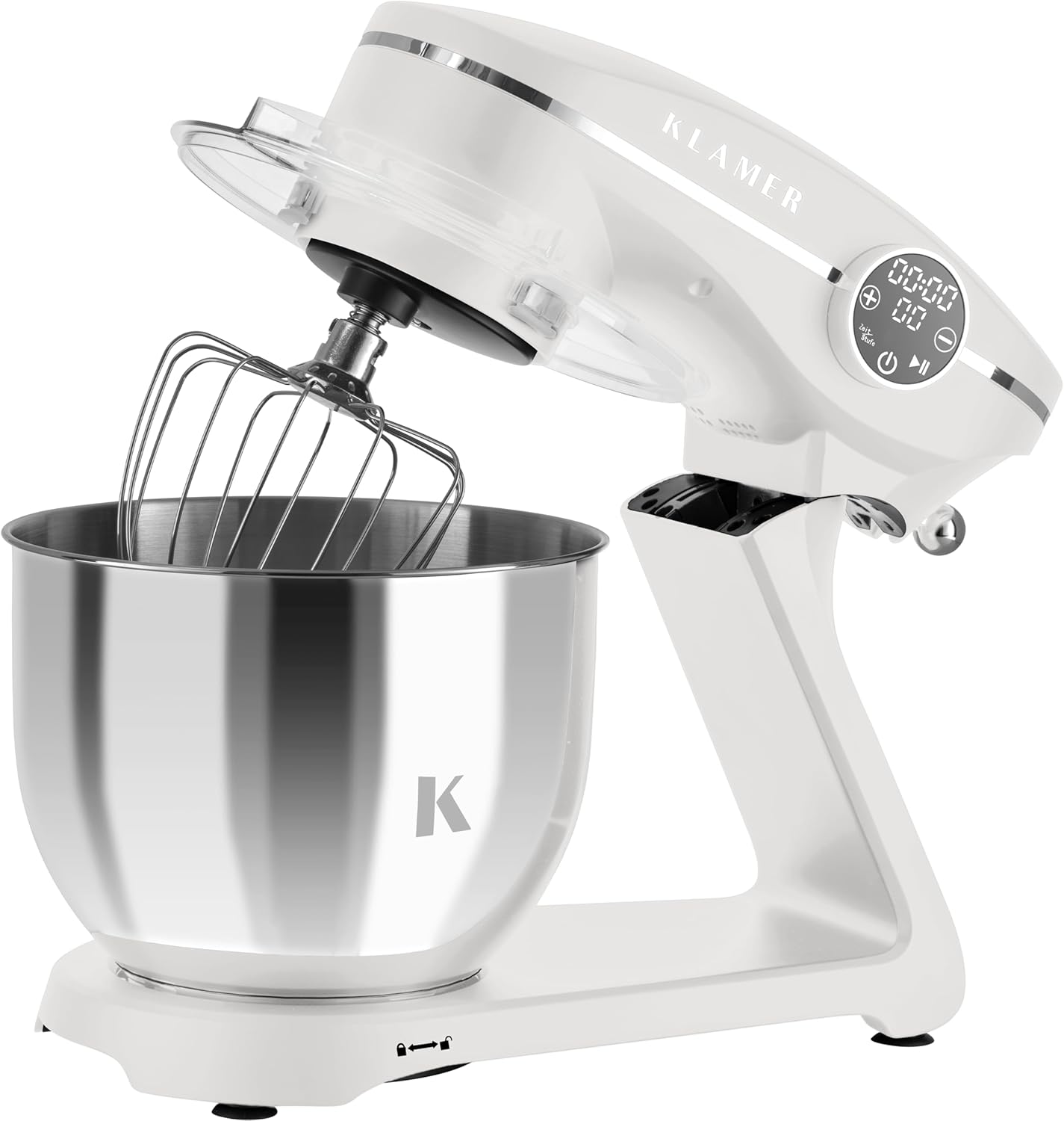 KLAMER Keukenmachine 1800W, Kneedmachine Brooddeeg met RVS Mengkom 6 L, 10 Snelheden met Timer, Planetaire Menging, Klopper, Deeghaak, Garde & Spatscherm (zwart)