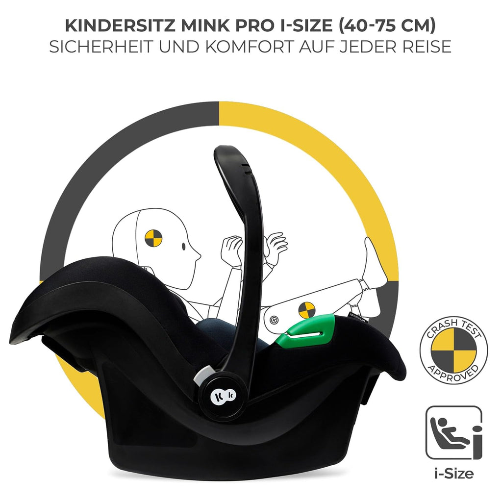 Kinderkraft MOOV2 AIR Kinderwagen 3 in 1 Kinderwagenset tot 26 kg met autostoel I-SIZE 40-75 cm, buggyfunctie, verstelbare ligstand, grote uitschuifbare kap, opblaasbare wielen, zwart