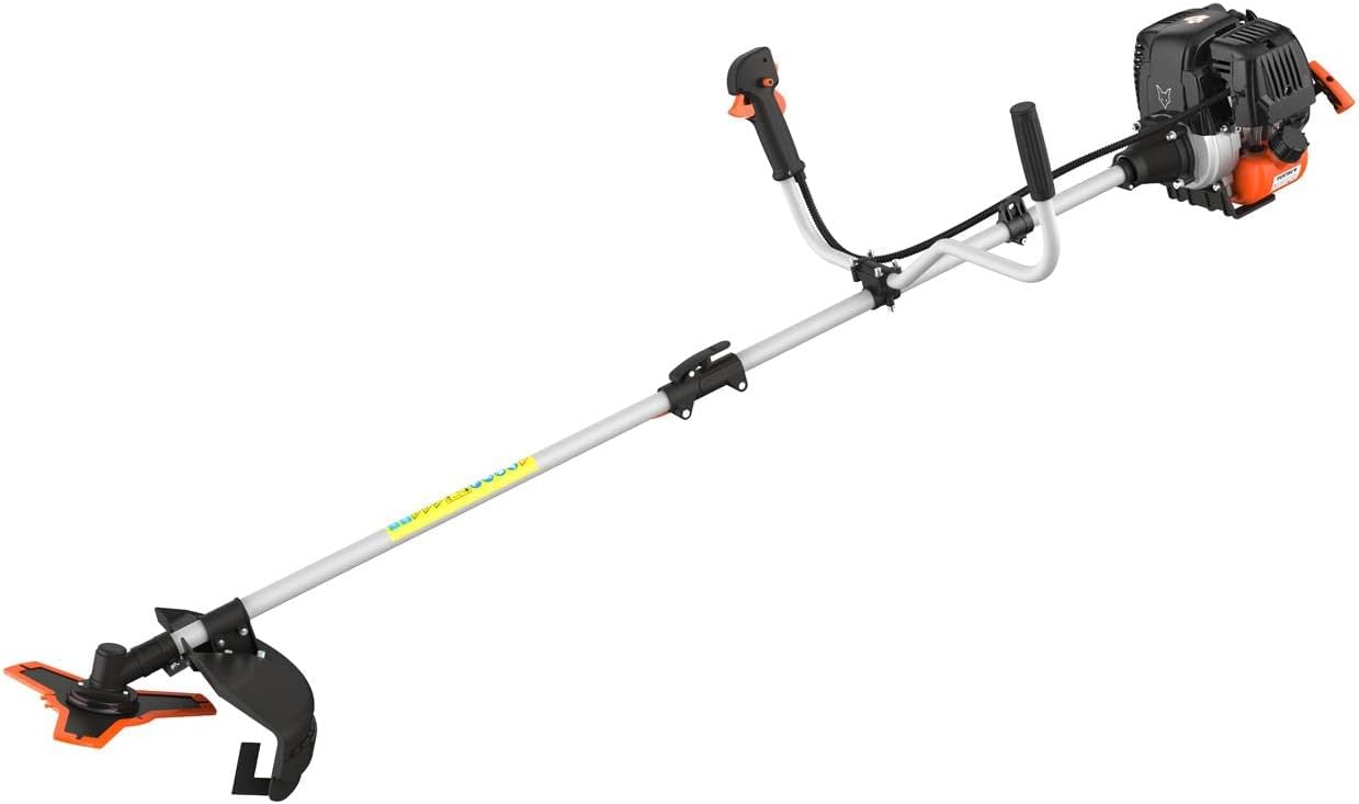 FUXTEC Benzine bosmaaier FX-4MS131, grastrimmer met 4-taktmotor, 320 mm snijcirkel, ergonomische tweehandige handgreep, noodstopschakelaar, lichtgewicht, incl. professionele draagriem/mes/draad