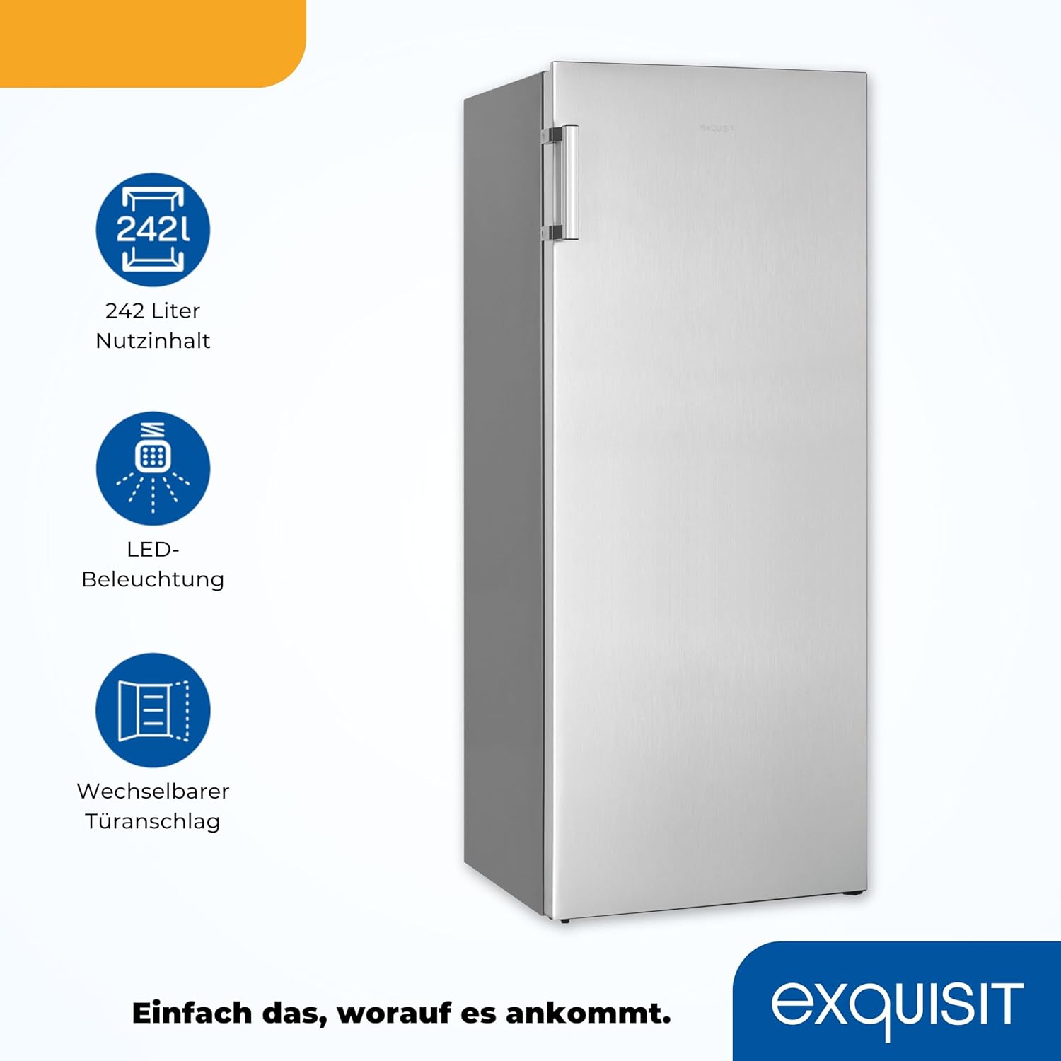 Exquisit Koelkast zonder vriesvak, grote koelkast, 5 legplanken, 242 liter, tafelmodel koelkast 143 cm hoog, KS5320-V-H-040E wit