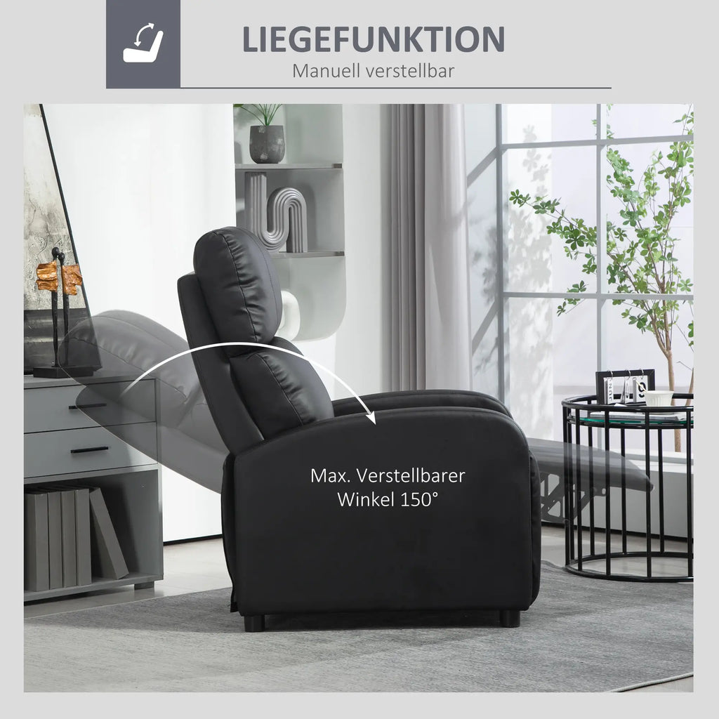 HOMCOM Relaxfauteuil, tv-stoel met ligfunctie, dik gestoffeerd