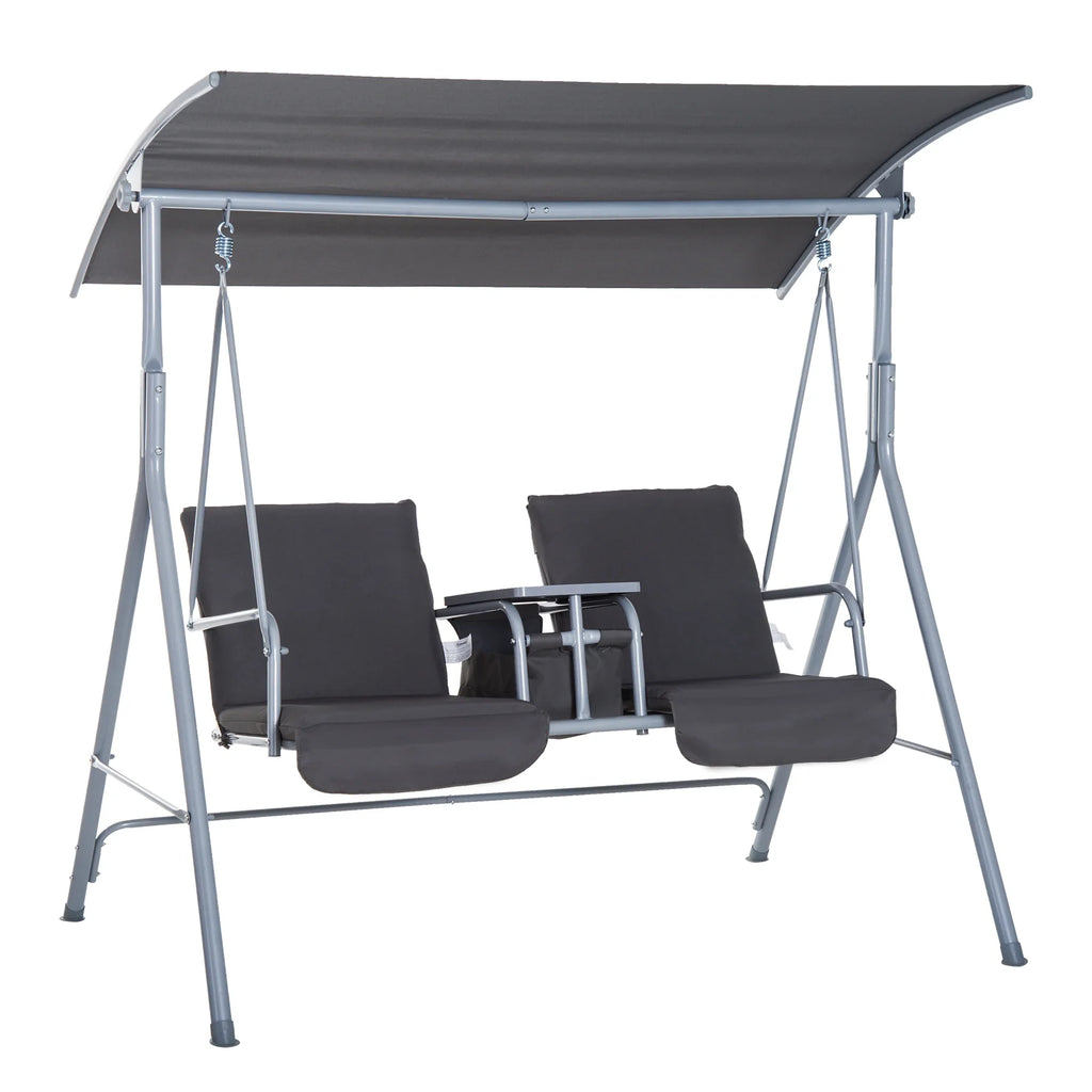 Outsunny Hollywoodschaukel 2-Sitzer mit Sonnendach Becherhalter