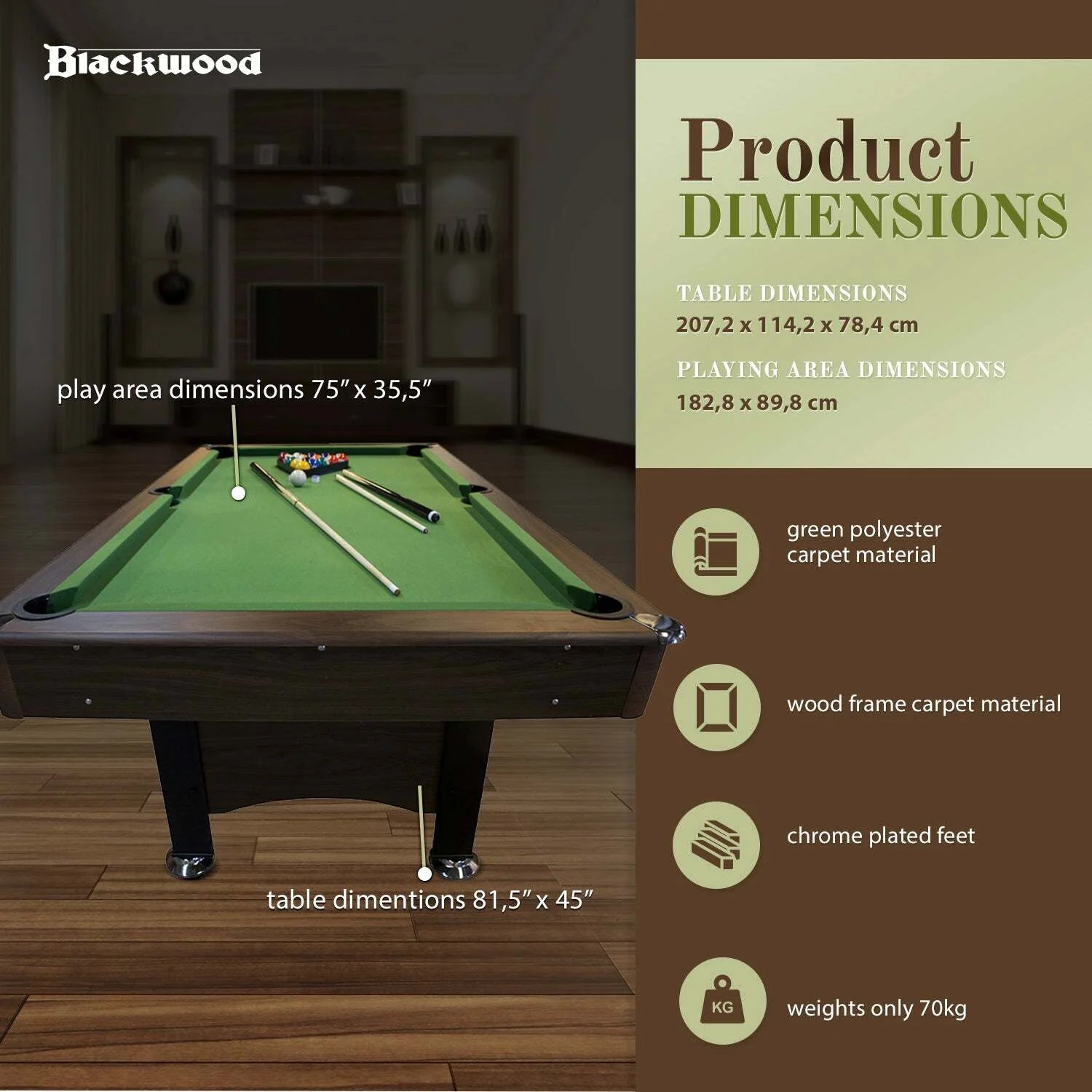 Blackwood biljarttafel Basic 6'