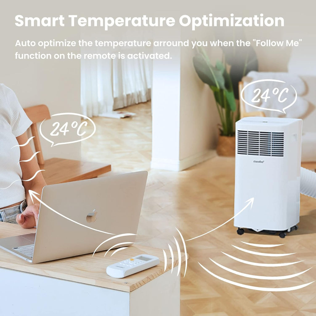 Comfee Mobiele Airco MPPH-09CRN7, 9000 BTU 2,6kW, Koelen&Ventileren&Ontvochtigen, Ruimtegrootte tot 88m³(33㎡), Mobiele Airconditioner met Afvoerslang