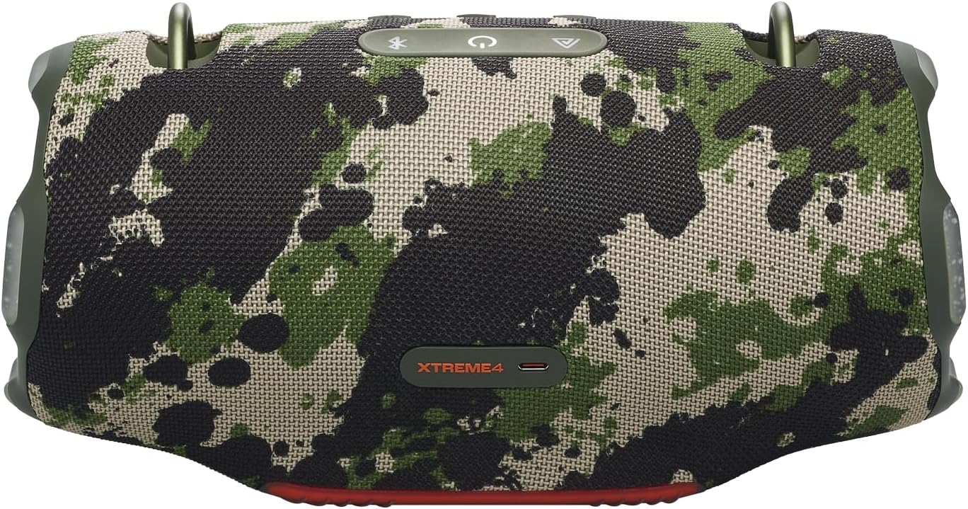 JBL Xtreme 4 Muziekbox in Camouflage – Draagbare Bluetooth-speaker met diepe bas, AI Sound Boost en geïntegreerde powerbank – Water- en stofbestendig – 24 uur afspeeltijd