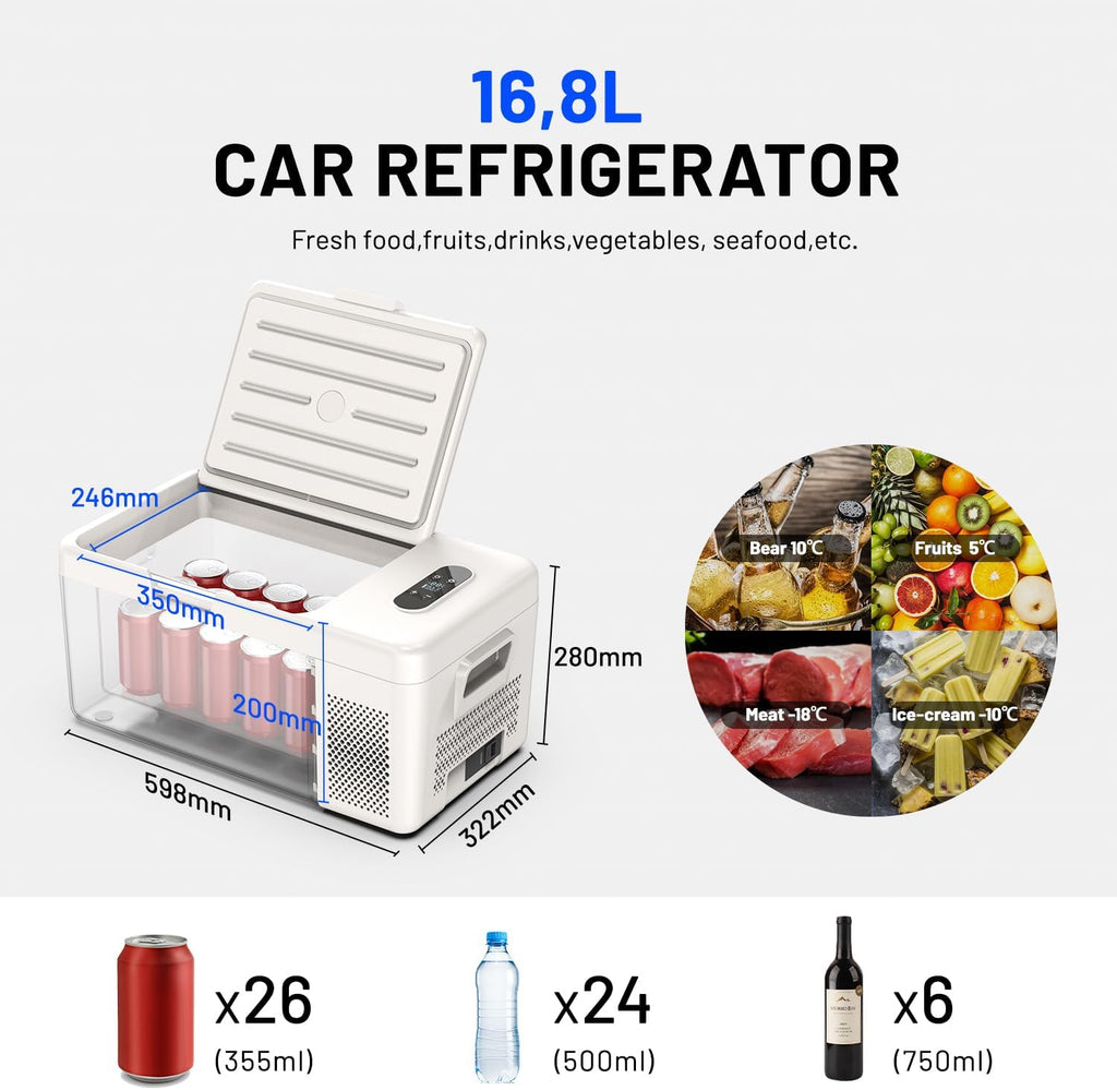 Alpicool C12 12L koelbox 12 V mini koelkast elektrische compressor auto koelkast camping vriezer kleine draagbare voor auto, vrachtwagen, boot, camper met USB-aansluiting