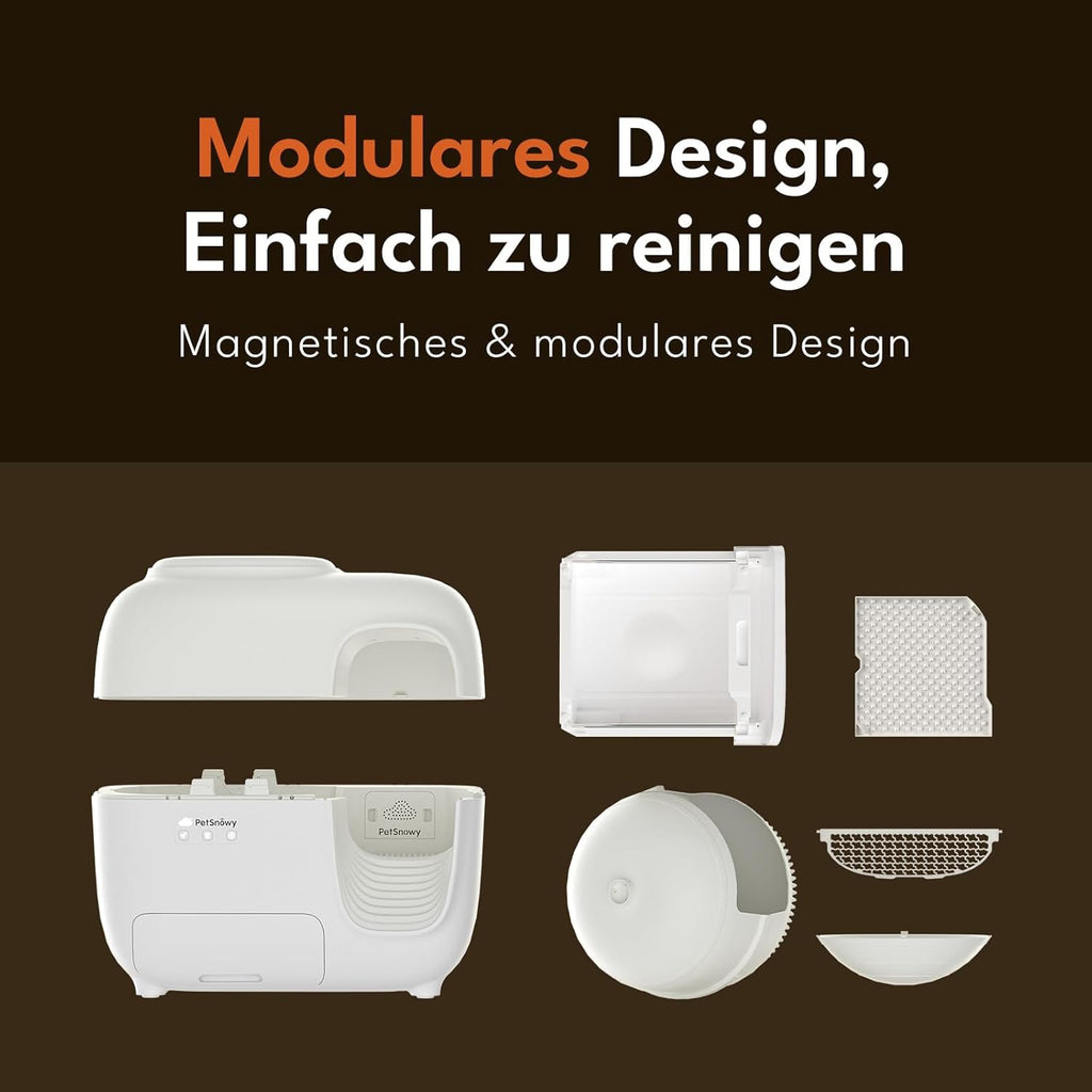 PetSnowy Zelfreinigende Kattenbak met TiO2-geurbestrijdingssysteem, App-bediening, Automatische verpakking voor Grote Katten & Meerdere katten 1,5-9 kg, Max Capaciteit van 83L (2025 Premium)