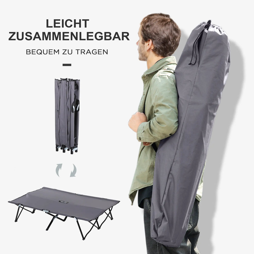 Outsunny Opklapbaar Campingbed voor 2 personen verhoogd opvouwbaar
