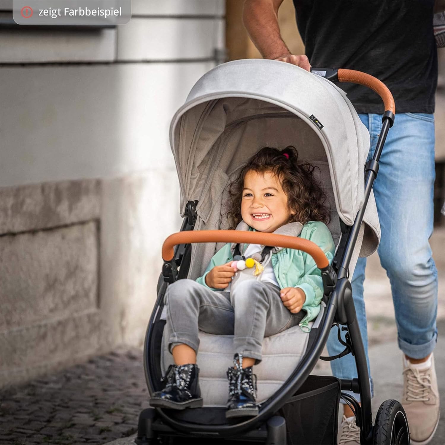Hauck Uptown Kinderwagen Melange Rose – wandelwagen voor elk terrein, extra grote zitting, vlakke ligstand, rubberen wielen, vering, compact en eenvoudig inklapbaar, met regenhoes