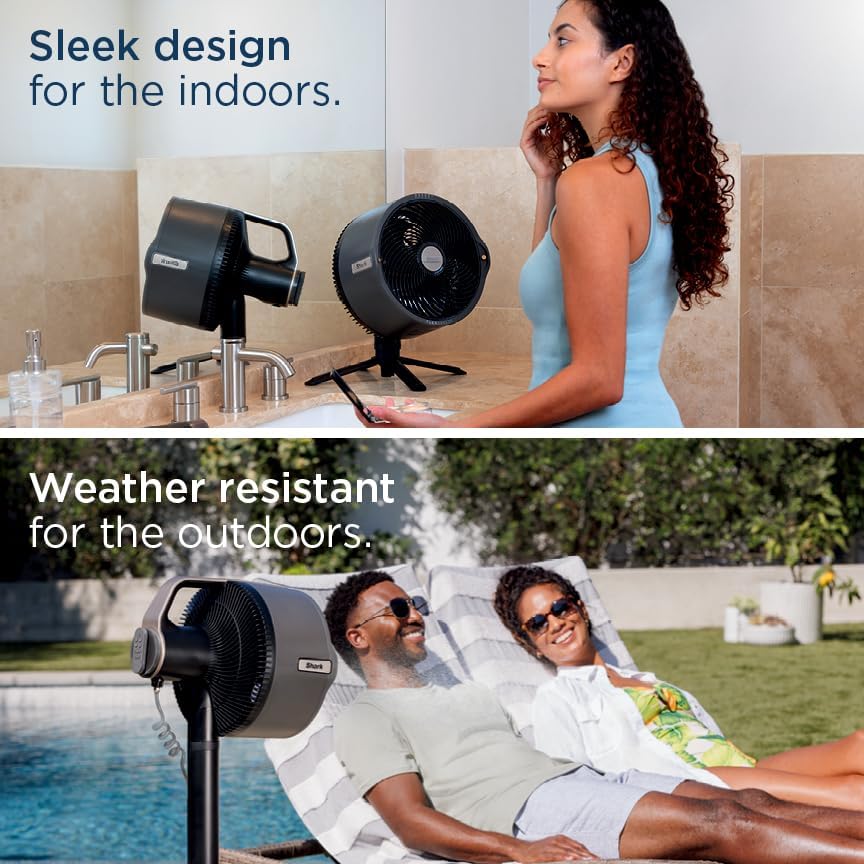Shark FlexBreeze Pro Nevelventilator – binnen & buiten, geïntegreerde nevel, voet op tafelblad, met of zonder snoer, tot 24 uur batterij, oscillerend, antraciet, FA302 (versie 2025)